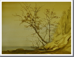 Bäume am Meer, Aquarell, 1986, 34/45 cm