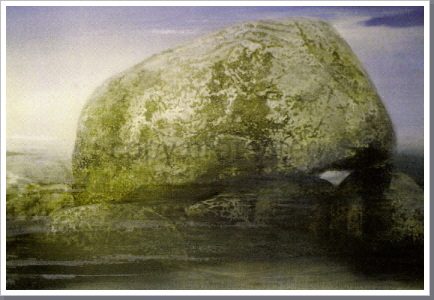 Findling, Tempera / ÖL, 1992, 90/130 cm