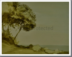 Bäume am Meer, Aquarell, 1985, 35/44 cm