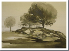 Bäume von Pergamon, Aquarell, 1991, 47/62 cm