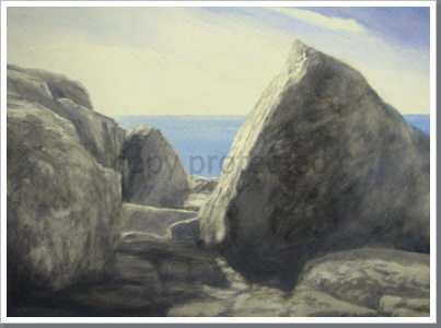Fjordsteine, Aquarell, 2007, 55/74 cm