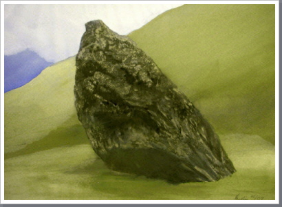 Steinzeuge 2, Aquarell, 2007, 55/74 cm